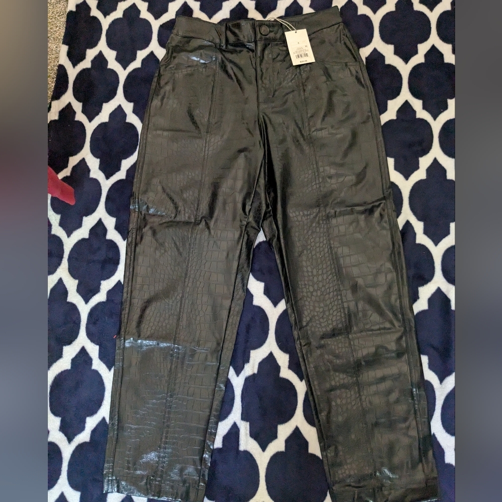 A New Day Cropped Faux Leather Crocodile pants